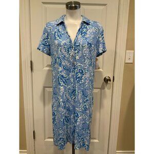 Lilly Pulitzer Sadie Polo Peri Blue Turtley Awesome Dress, Size L